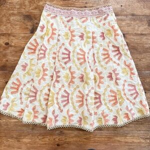 Cynthia Steffe Embroidered Abstract Full A-line‎ Skirt Multicolor Women’s 2 EUC